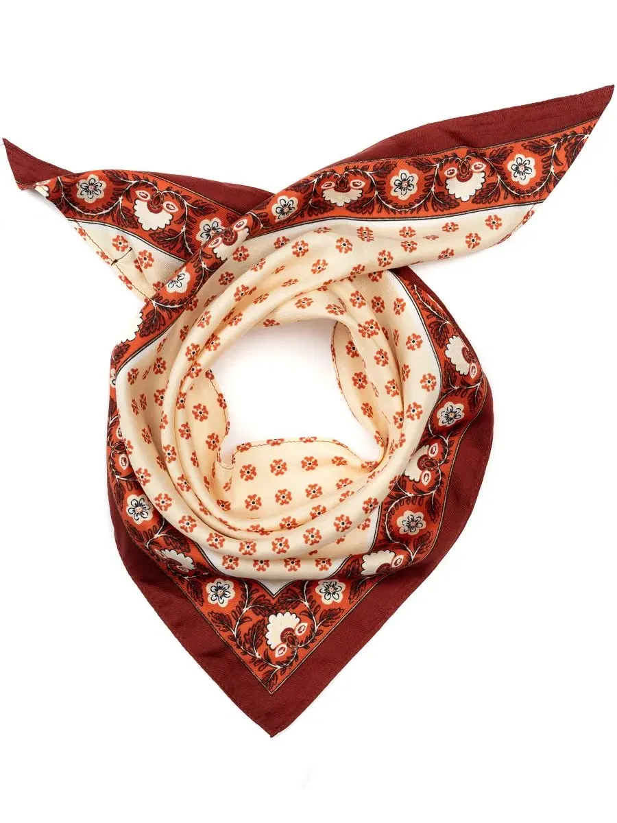 Шарф-косынка с принтом Block Printed Triangle Scarf BCBG — изображение 1 из 4, бежевый