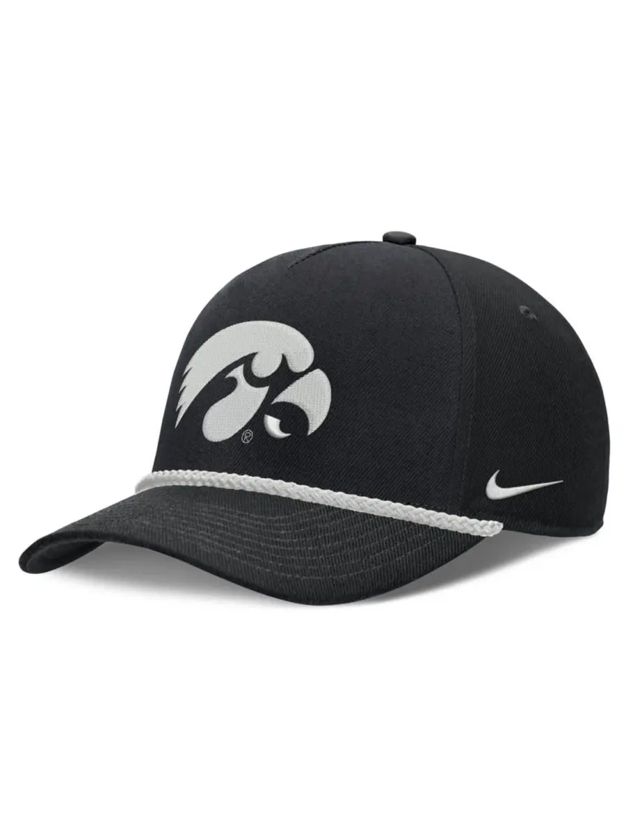 Бейсболка Nike Iowa Hawkeyes Rope Rise Adjustable Hat — изображение 1 из 4, черный