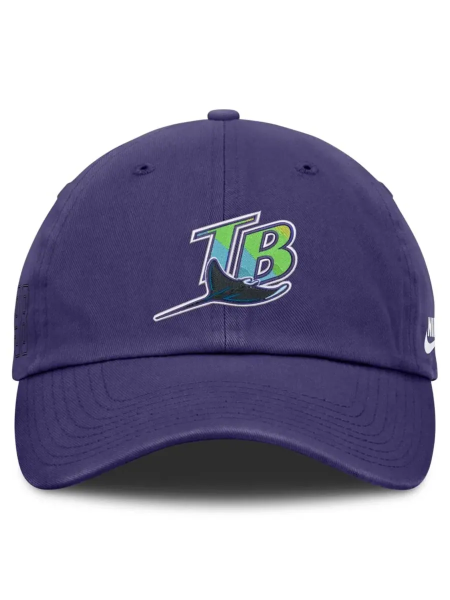 Бейсболка ретро Tampa Bay Rays Cooperstown Club с прямым козырьком Nike — изображение 2 из 4, фиолетовый