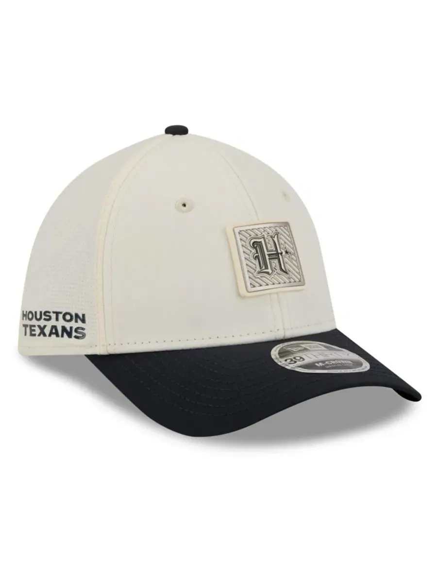 Кепка New Era 39THIRTY Flex Hat с принтом, Houston Texans — изображение 1 из 5, кремовый темно-синий
