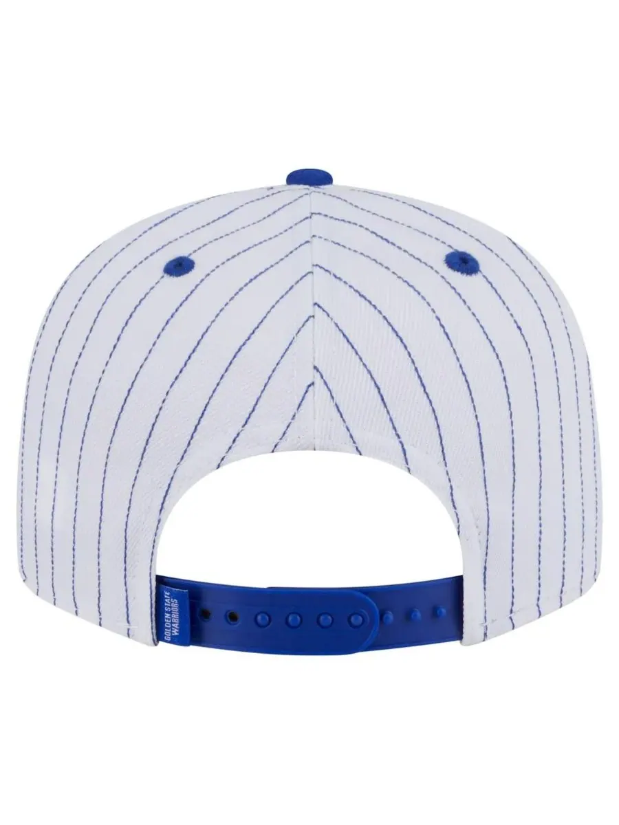 New Era Мужская белая кепка Golden State Warriors Deceptor Pinstripe 9FIFTY Snapback — изображение 2 из 5, белый синий