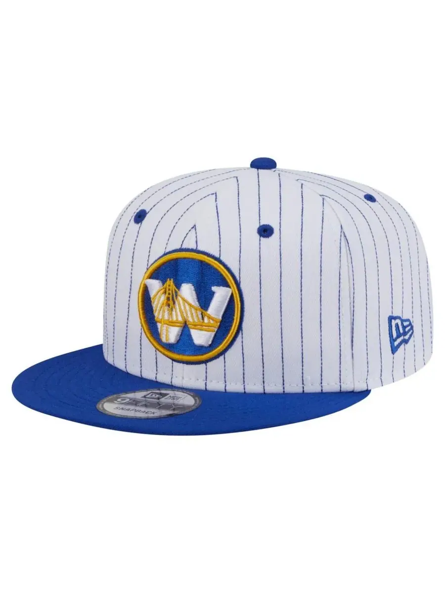 New Era Мужская белая кепка Golden State Warriors Deceptor Pinstripe 9FIFTY Snapback — изображение 4 из 5, белый синий