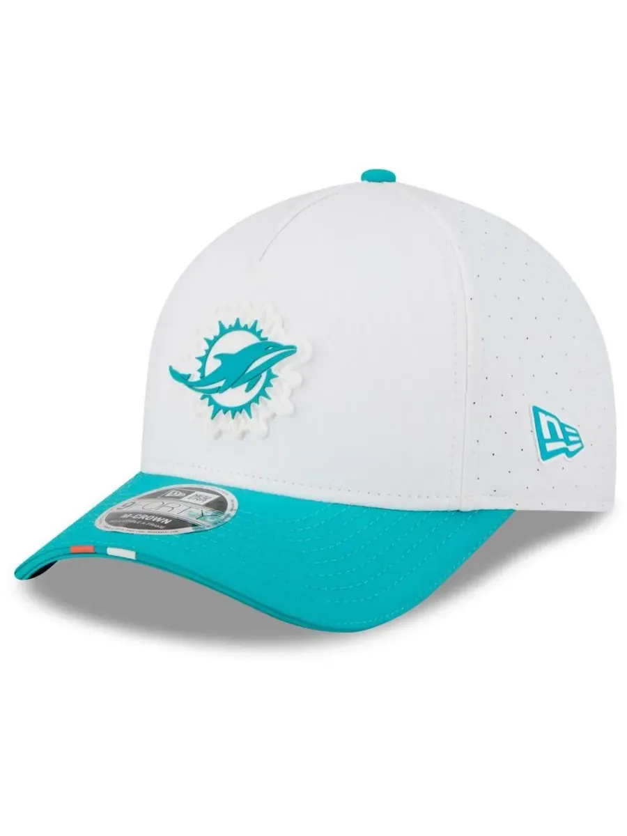 New Era Мужская белая/бирюзовая регулируемая кепка Miami Dolphins 2025 NFL Training Camp A-Frame — изображение 1 из 4
