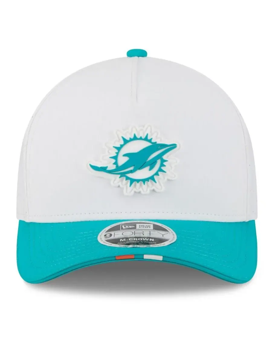 New Era Мужская белая/бирюзовая регулируемая кепка Miami Dolphins 2025 NFL Training Camp A-Frame — изображение 2 из 4