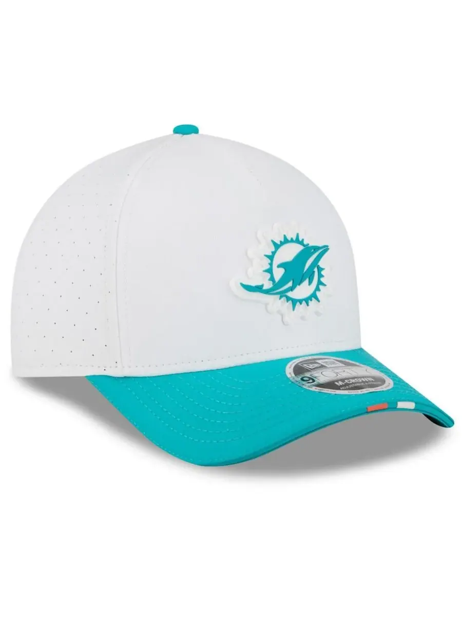 New Era Мужская белая/бирюзовая регулируемая кепка Miami Dolphins 2025 NFL Training Camp A-Frame — изображение 3 из 4