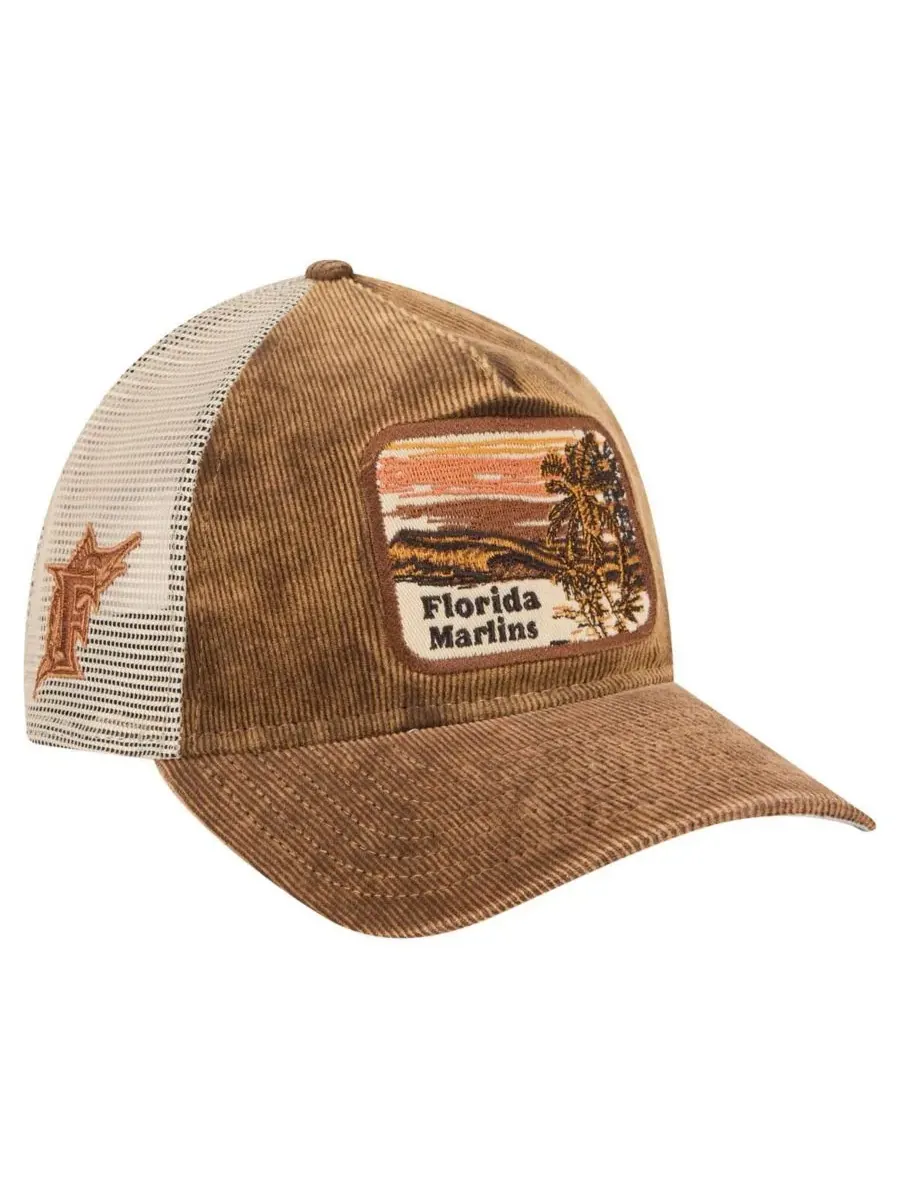 New Era Мужская темно-коричневая кепка-тракер Florida Marlins Vintage Landscape 9TWENTY с — изображение 1 из 5, коричневый