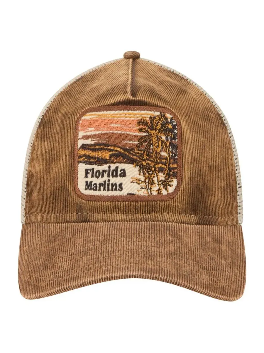 New Era Мужская темно-коричневая кепка-тракер Florida Marlins Vintage Landscape 9TWENTY с — изображение 5 из 5, коричневый