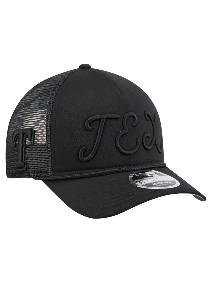 New Era Мужская черная регулируемая кепка-тракер Texas Rangers City Initial 9FORTY A-Frame M-Crown — изображение 3 из 5