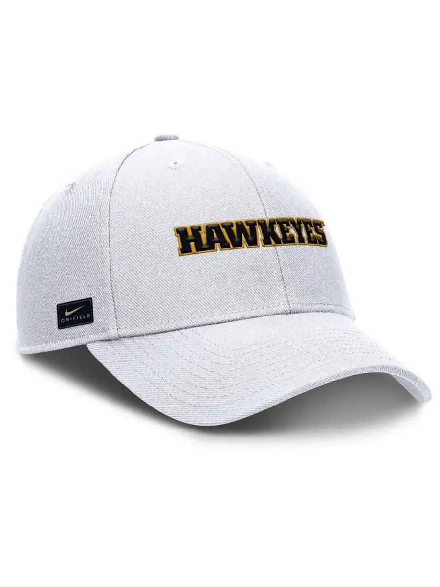 Nike Мужская белая регулируемая бейсболка Iowa Hawkeyes 2025 On-Field Rise Performance — изображение 3 из 4, белый