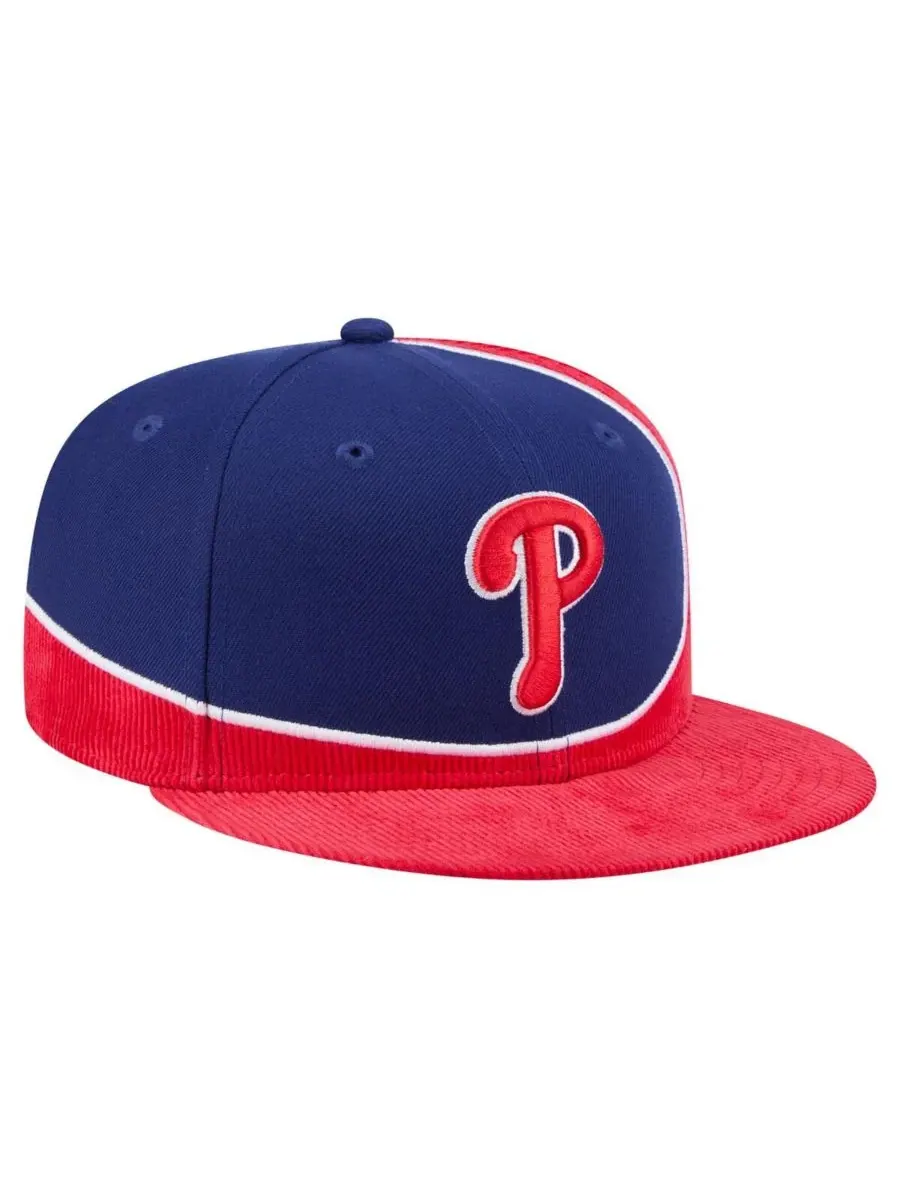 New Era Мужская вельветовая кепка-бейсболка Philadelphia Phillies в стиле ретро — изображение 3 из 5, красный