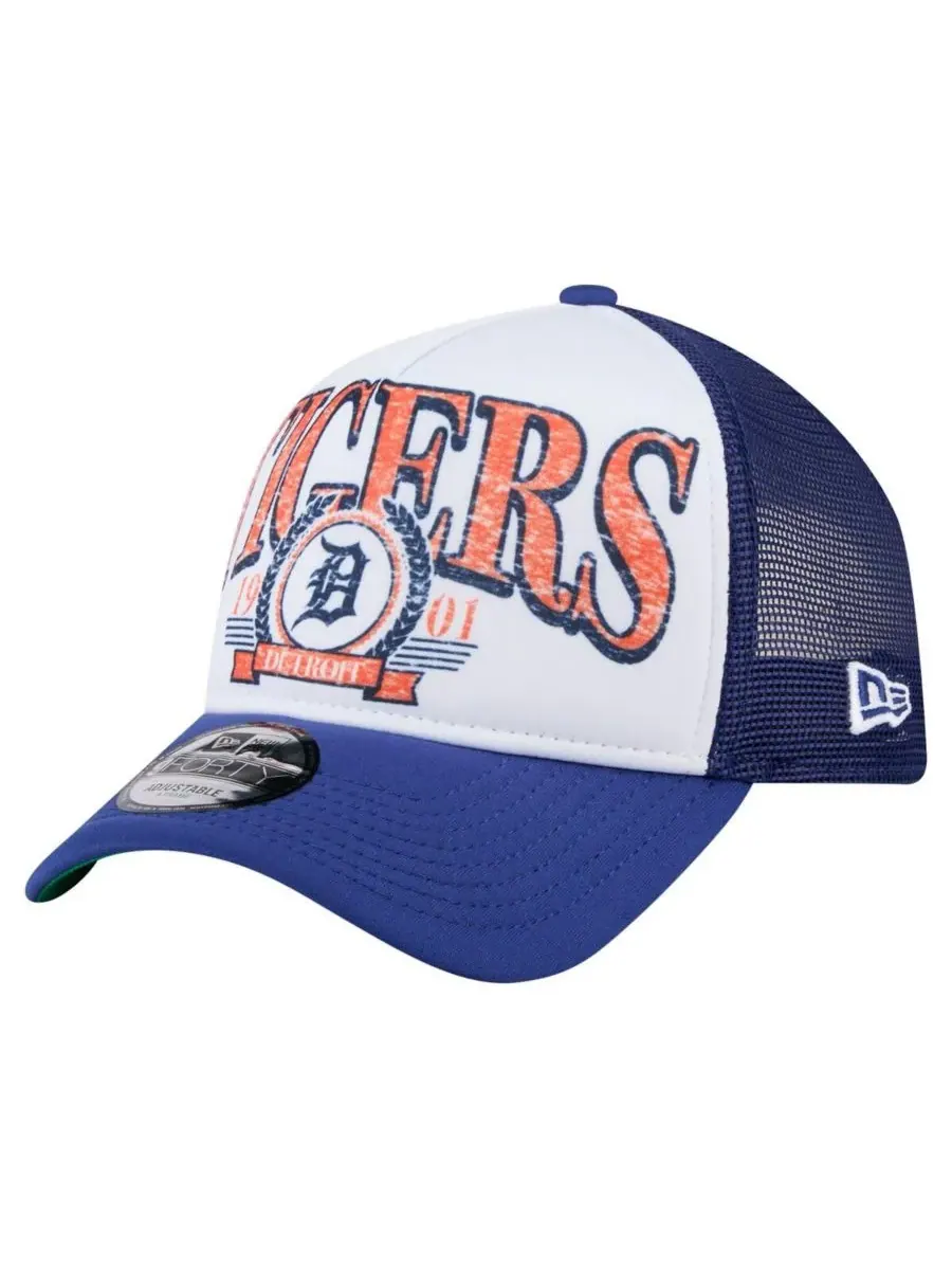 New Era Мужская белая/темно-синяя бейсболка Detroit Tigers с регулируемым размером и эффектом — изображение 1 из 4