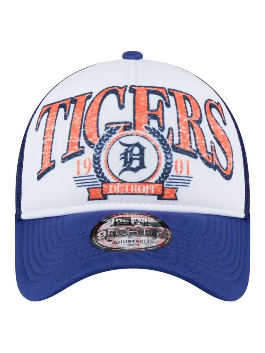 New Era Мужская белая/темно-синяя бейсболка Detroit Tigers с регулируемым размером и эффектом — изображение 2 из 4