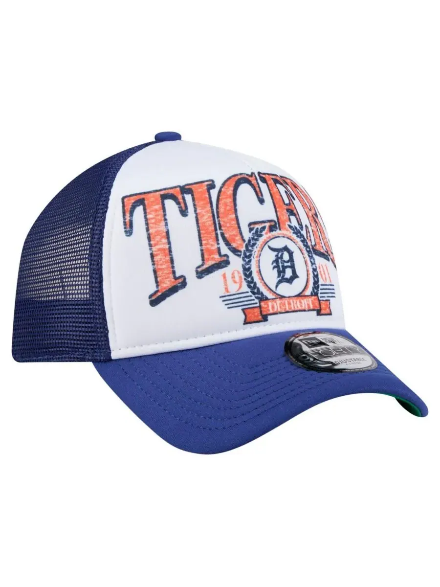 New Era Мужская белая/темно-синяя бейсболка Detroit Tigers с регулируемым размером и эффектом — изображение 4 из 4