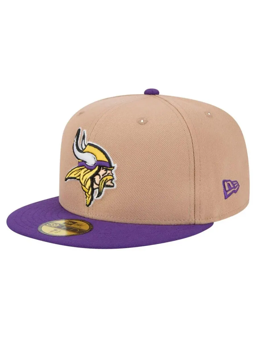 New Era Мужская бейсболка Minnesota Vikings с логотипом Main 59FIFTY — изображение 1 из 5, бежевый фиолетовый