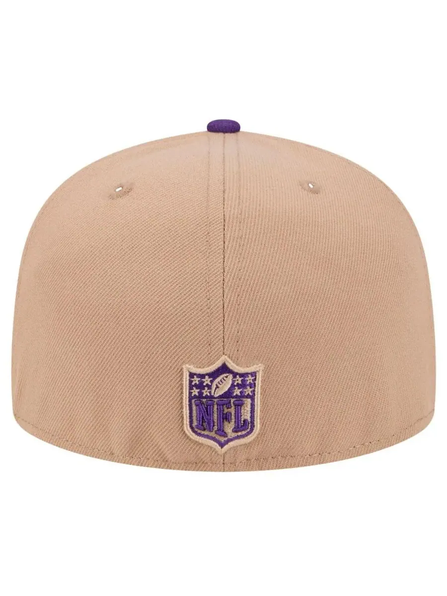 New Era Мужская бейсболка Minnesota Vikings с логотипом Main 59FIFTY — изображение 3 из 5, бежевый фиолетовый