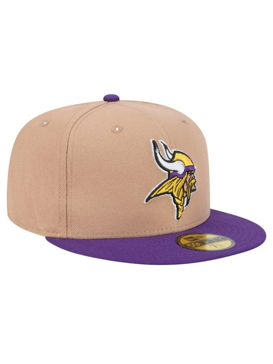 New Era Мужская бейсболка Minnesota Vikings с логотипом Main 59FIFTY — изображение 5 из 5, бежевый фиолетовый