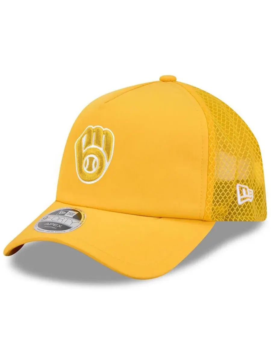 Кепка-тракер с вышивкой Milwaukee Brewers, модель 2026 New Era — изображение 1 из 4, золото