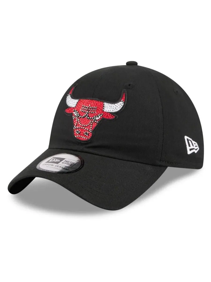 Кепка-бейсболка с вышивкой и пайетками Chicago Bulls Нью Эра — изображение 1 из 5, черный