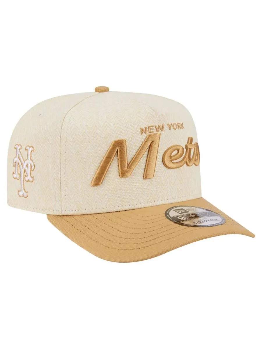 Кепка-снэпбек с вышивкой New Era New York Mets Herringbone 9FIFTY A-Frame — изображение 1 из 5, кремовый хаки