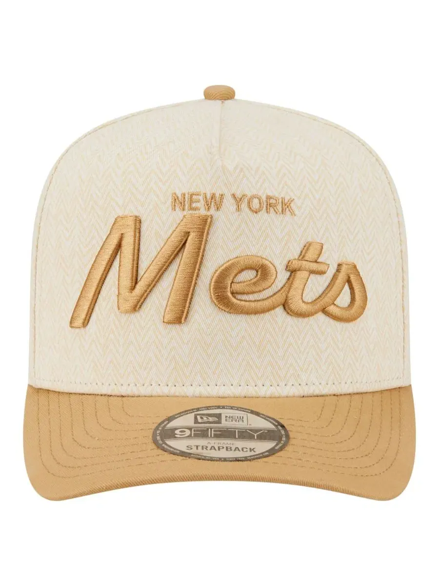 Кепка-снэпбек с вышивкой New Era New York Mets Herringbone 9FIFTY A-Frame — изображение 2 из 5, кремовый хаки