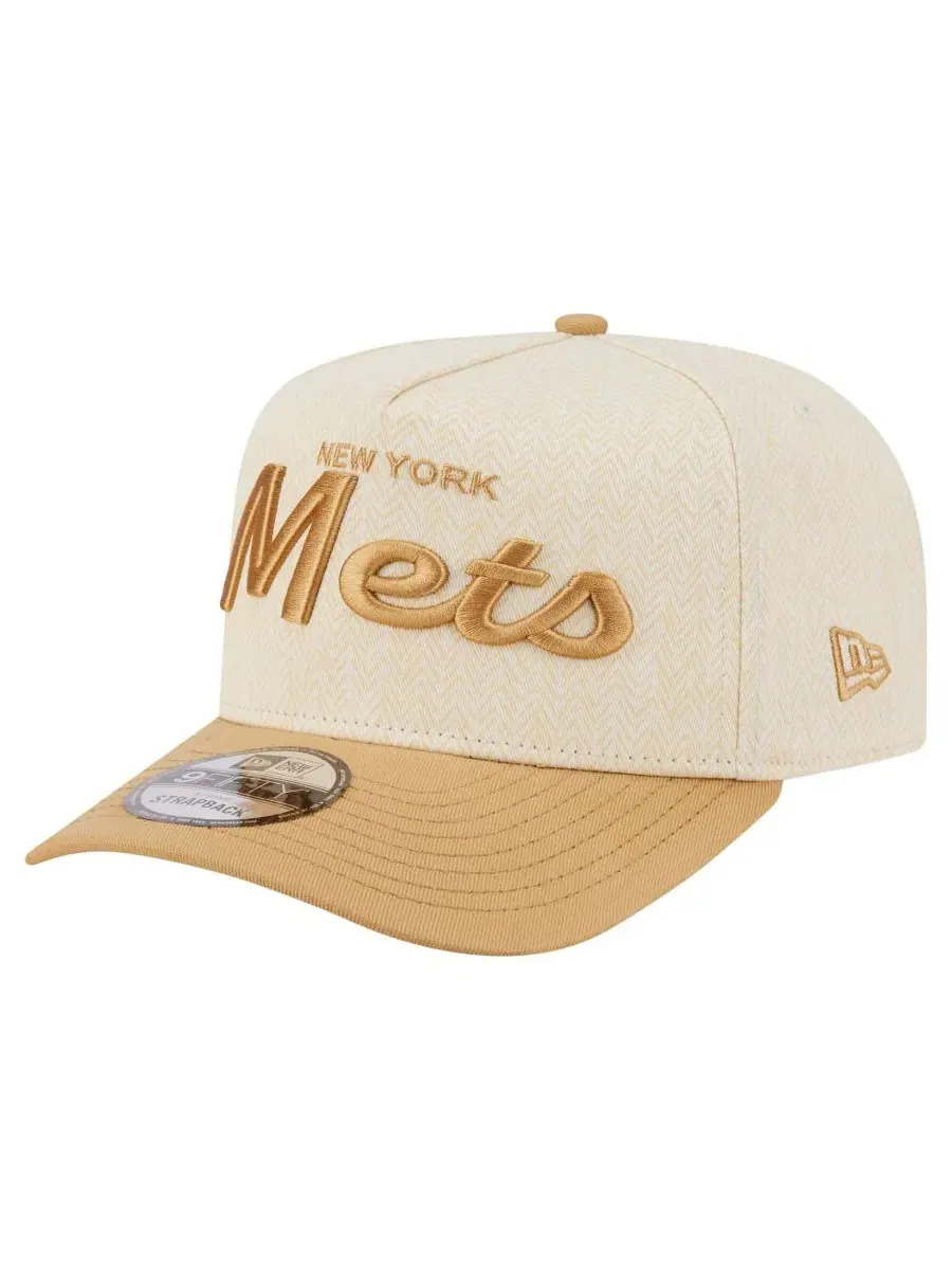 Кепка-снэпбек с вышивкой New Era New York Mets Herringbone 9FIFTY A-Frame — изображение 3 из 5, кремовый хаки