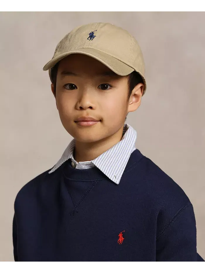 Бейсболка из хлопкового чино для мальчиков старшего возраста Polo Ralph Lauren — изображение 4 из 4, белый/темно-синий