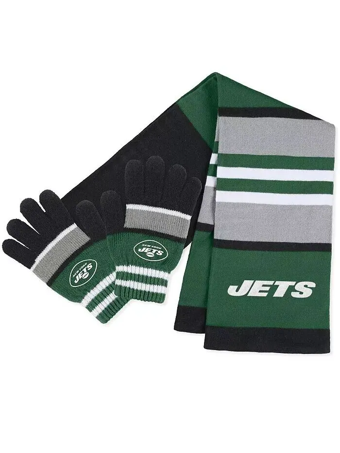 Женский комплект перчаток и шарфа New York Jets Stripe WEAR by Erin Andrews — изображение 1 из 3