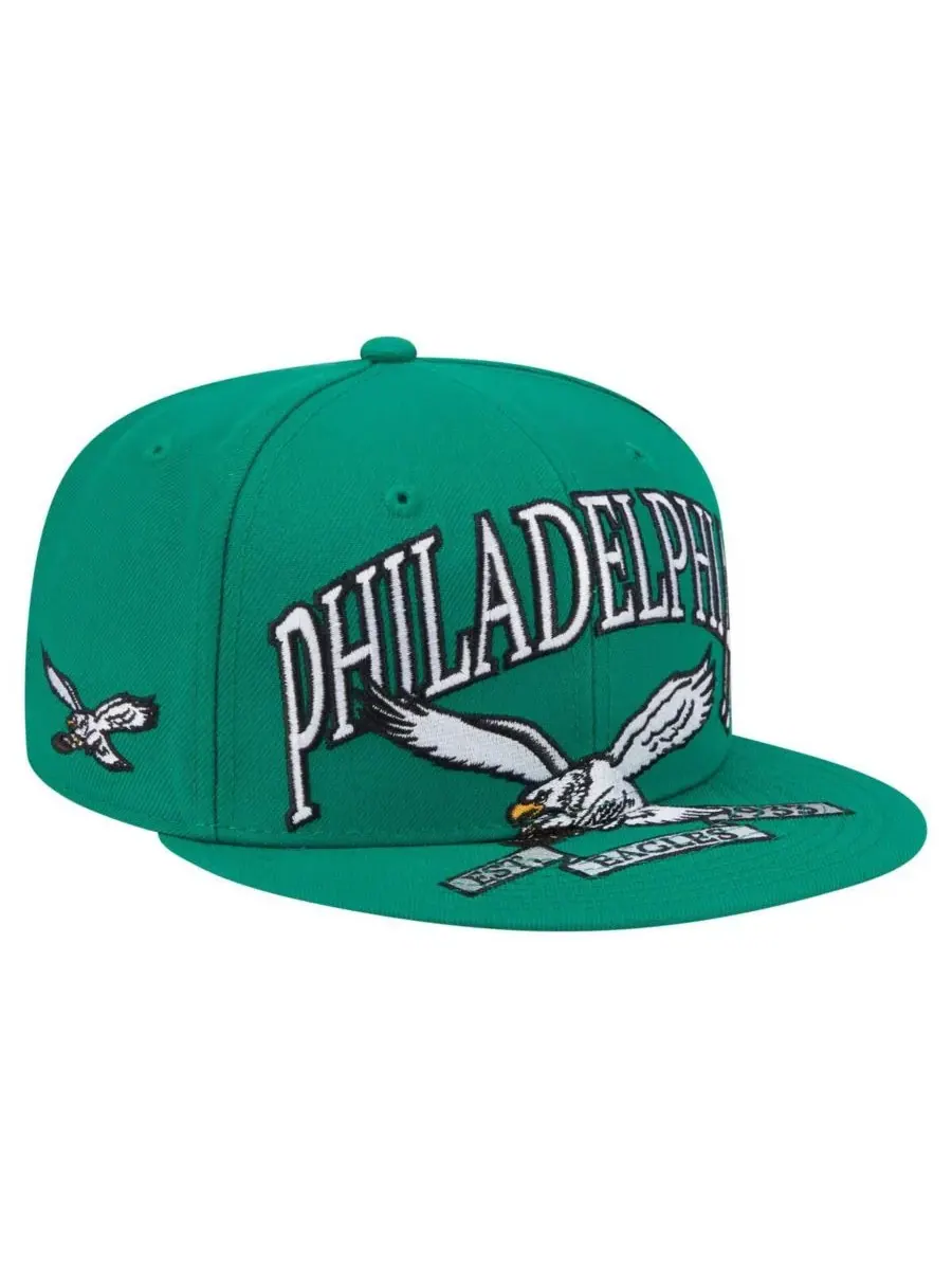 New Era Мужская кепка 59FIFTY оверсайз ярко-зеленого цвета с символикой Philadelphia Eagles — изображение 1 из 4, зеленый