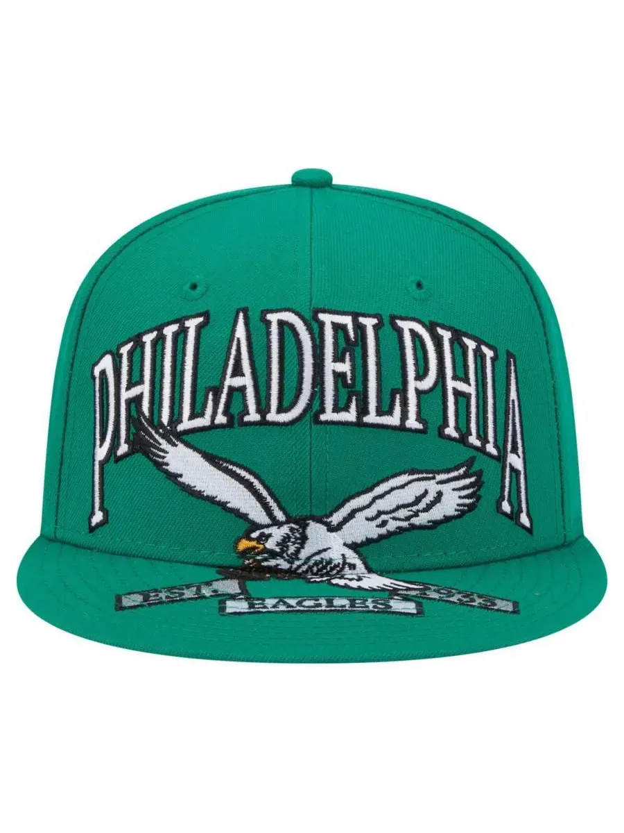 New Era Мужская кепка 59FIFTY оверсайз ярко-зеленого цвета с символикой Philadelphia Eagles — изображение 2 из 4, зеленый
