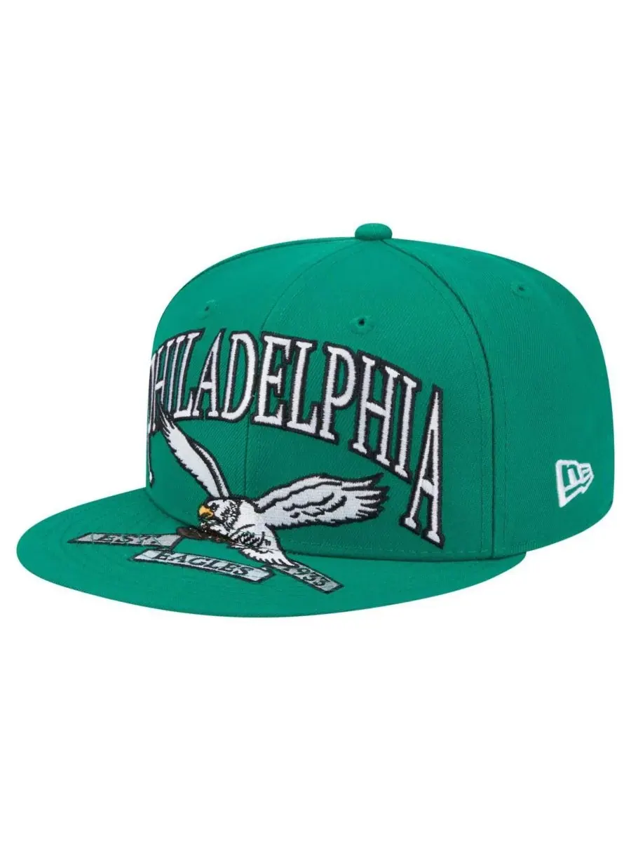 New Era Мужская кепка 59FIFTY оверсайз ярко-зеленого цвета с символикой Philadelphia Eagles — изображение 3 из 4, зеленый