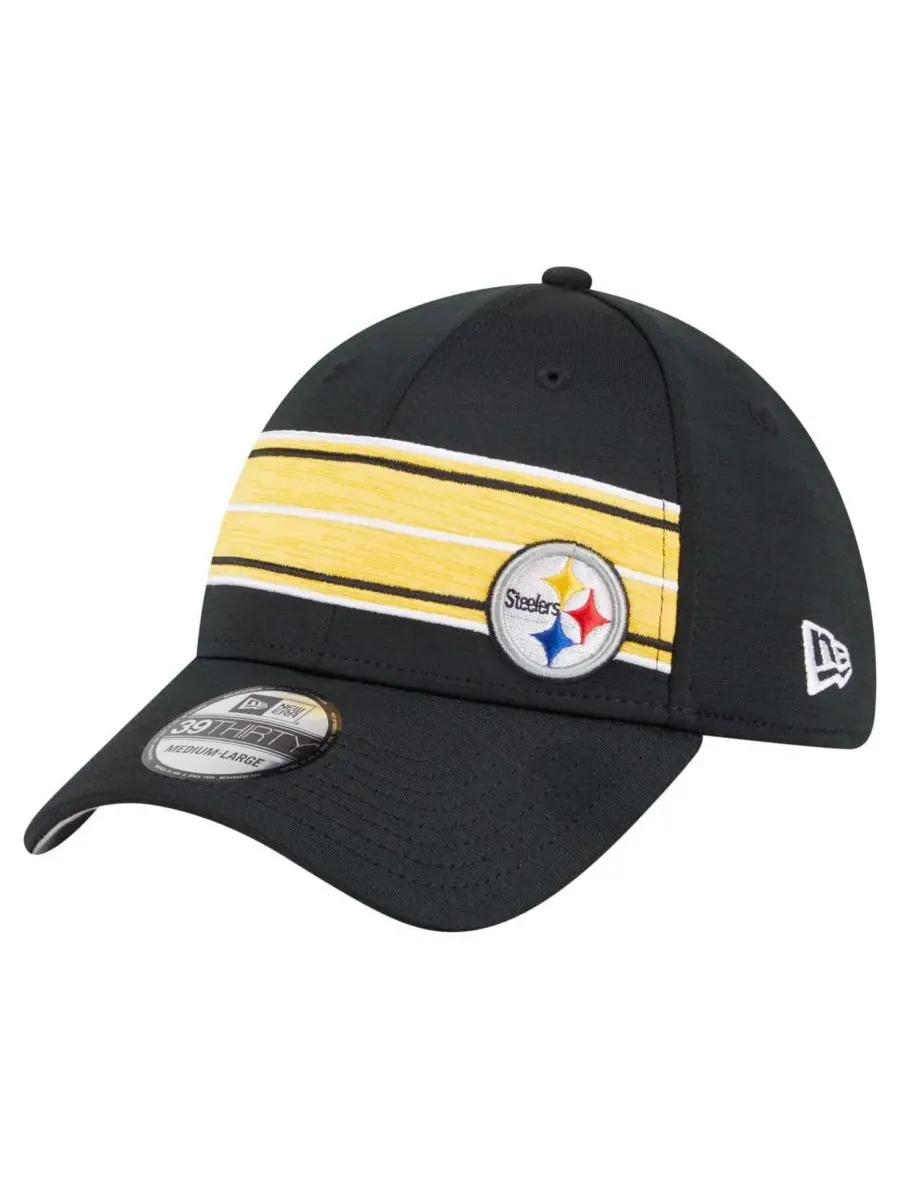 New Era Мужская черная кепка Pittsburgh Steelers Stripes 39THIRTY Flex — изображение 1 из 4, черный
