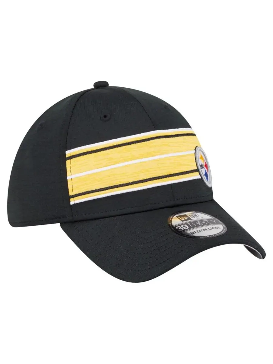 New Era Мужская черная кепка Pittsburgh Steelers Stripes 39THIRTY Flex — изображение 2 из 4, черный