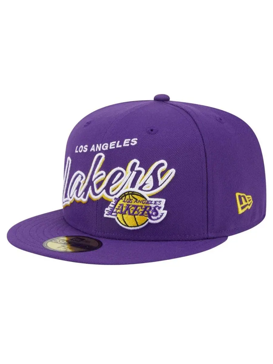 New Era Мужская фиолетовая кепка Los Angeles Lakers Sport Night Script Sided 59FIFTY — изображение 4 из 5, фиолетовый