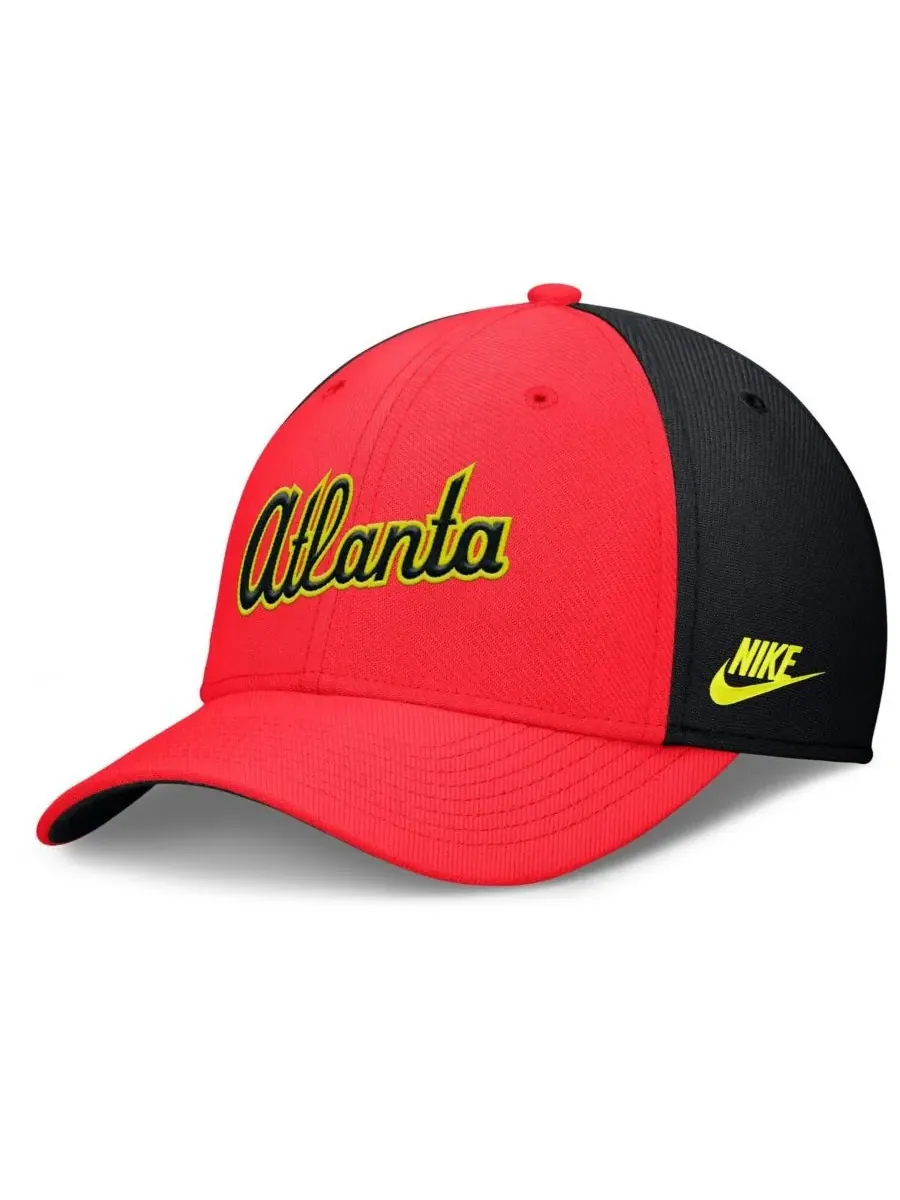 Nike Мужская кепка Atlanta Braves Neon 90s Rise Swoosh Flex Hat малиново-черного цвета — изображение 1 из 5, черный