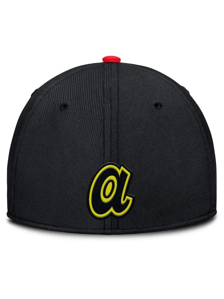 Nike Мужская кепка Atlanta Braves Neon 90s Rise Swoosh Flex Hat малиново-черного цвета — изображение 4 из 5, черный