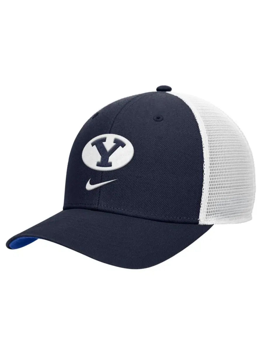 Бейсболка Nike Rise Trucker Dri-FIT с вышитым логотипом BYU Cougars — изображение 1 из 3, темно-синий