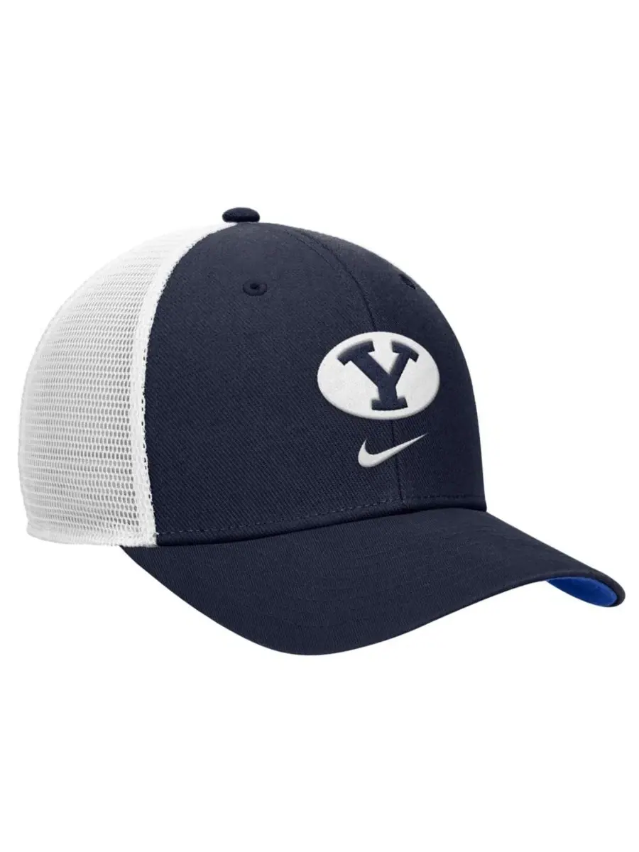 Бейсболка Nike Rise Trucker Dri-FIT с вышитым логотипом BYU Cougars — изображение 2 из 3, темно-синий