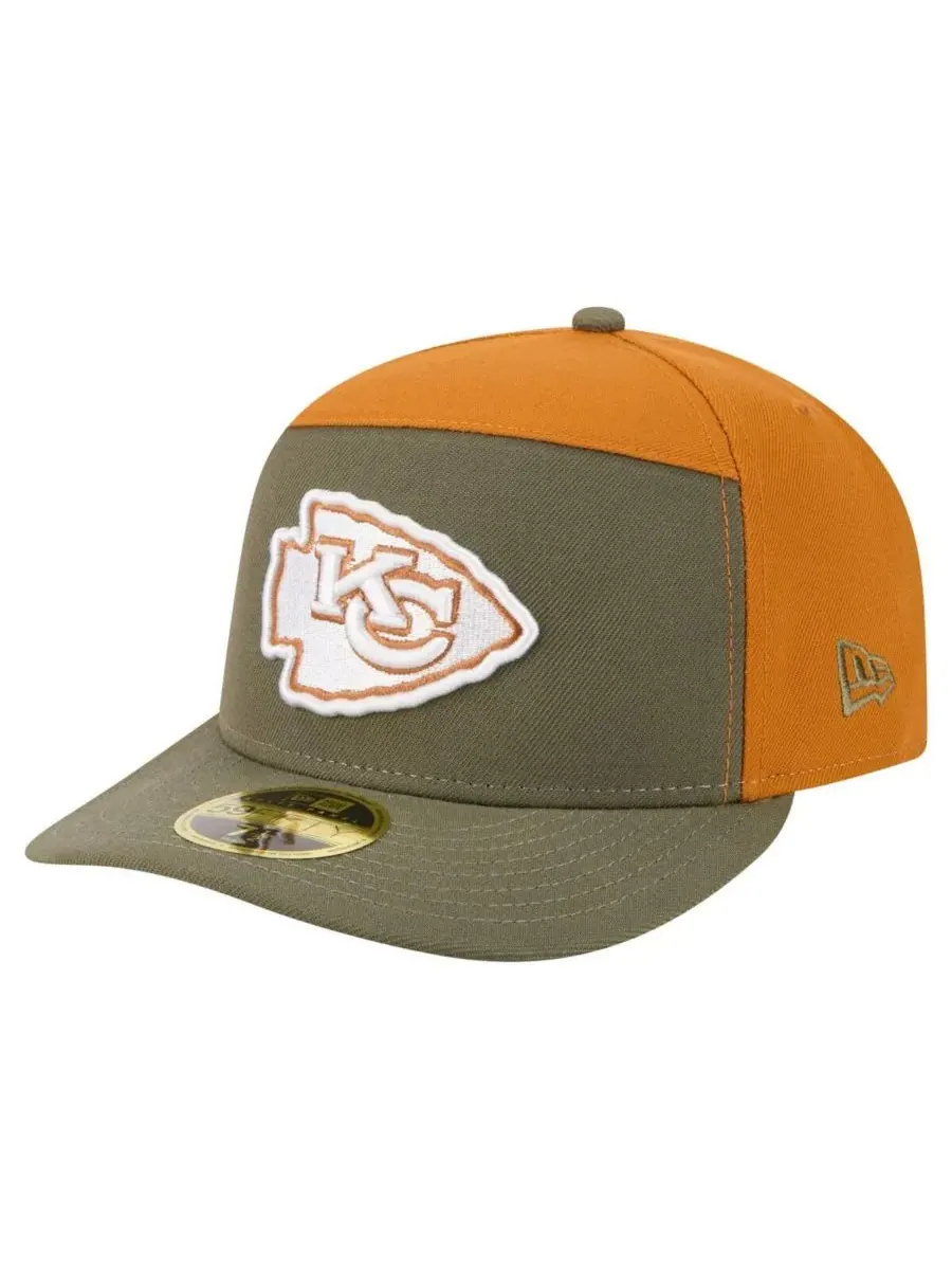 New Era Мужская кепка Kansas City Chiefs 59FIFTY, оливково-коричневая, двухцветная, с раздельными — изображение 1 из 5