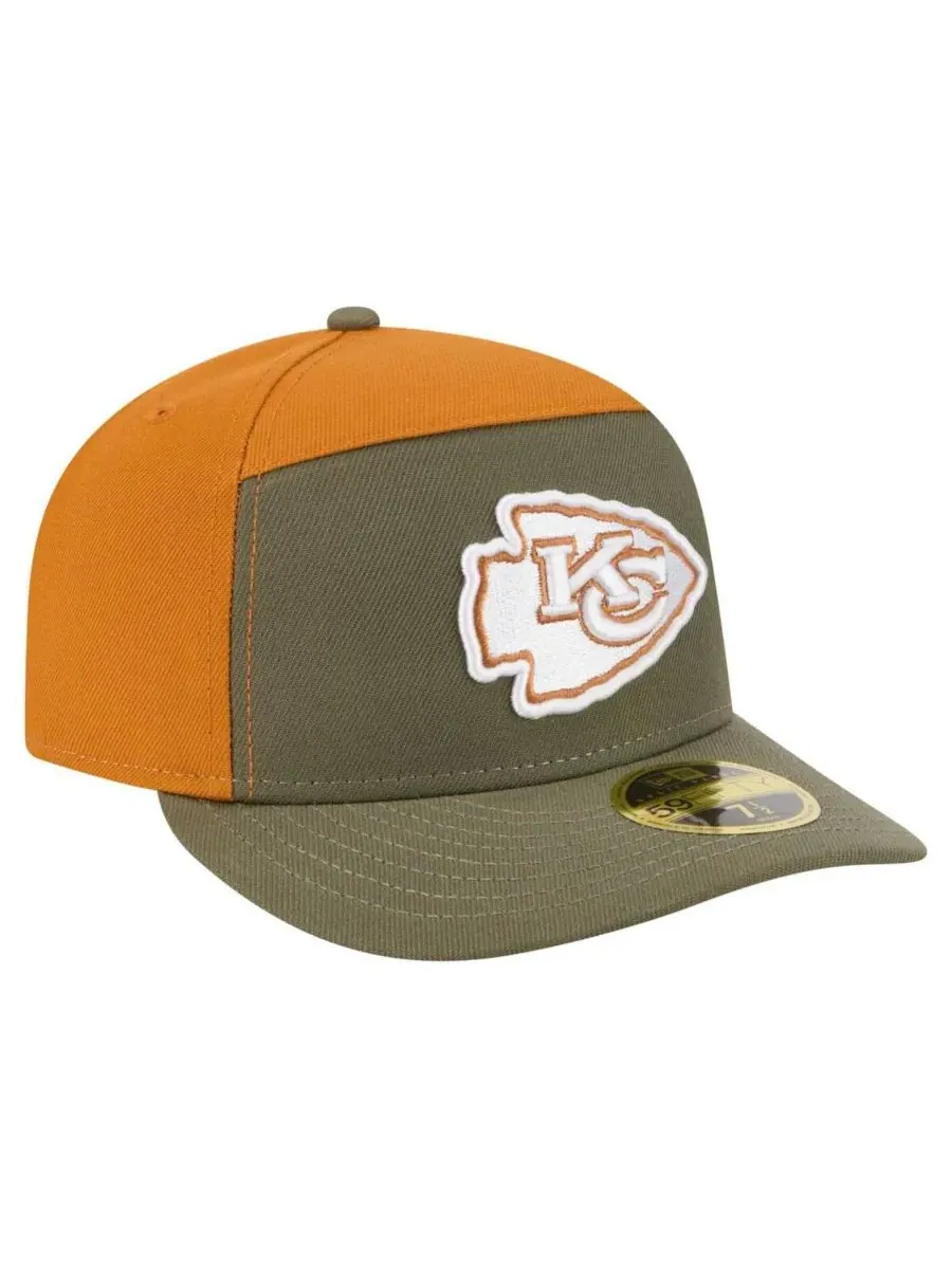New Era Мужская кепка Kansas City Chiefs 59FIFTY, оливково-коричневая, двухцветная, с раздельными — изображение 4 из 5