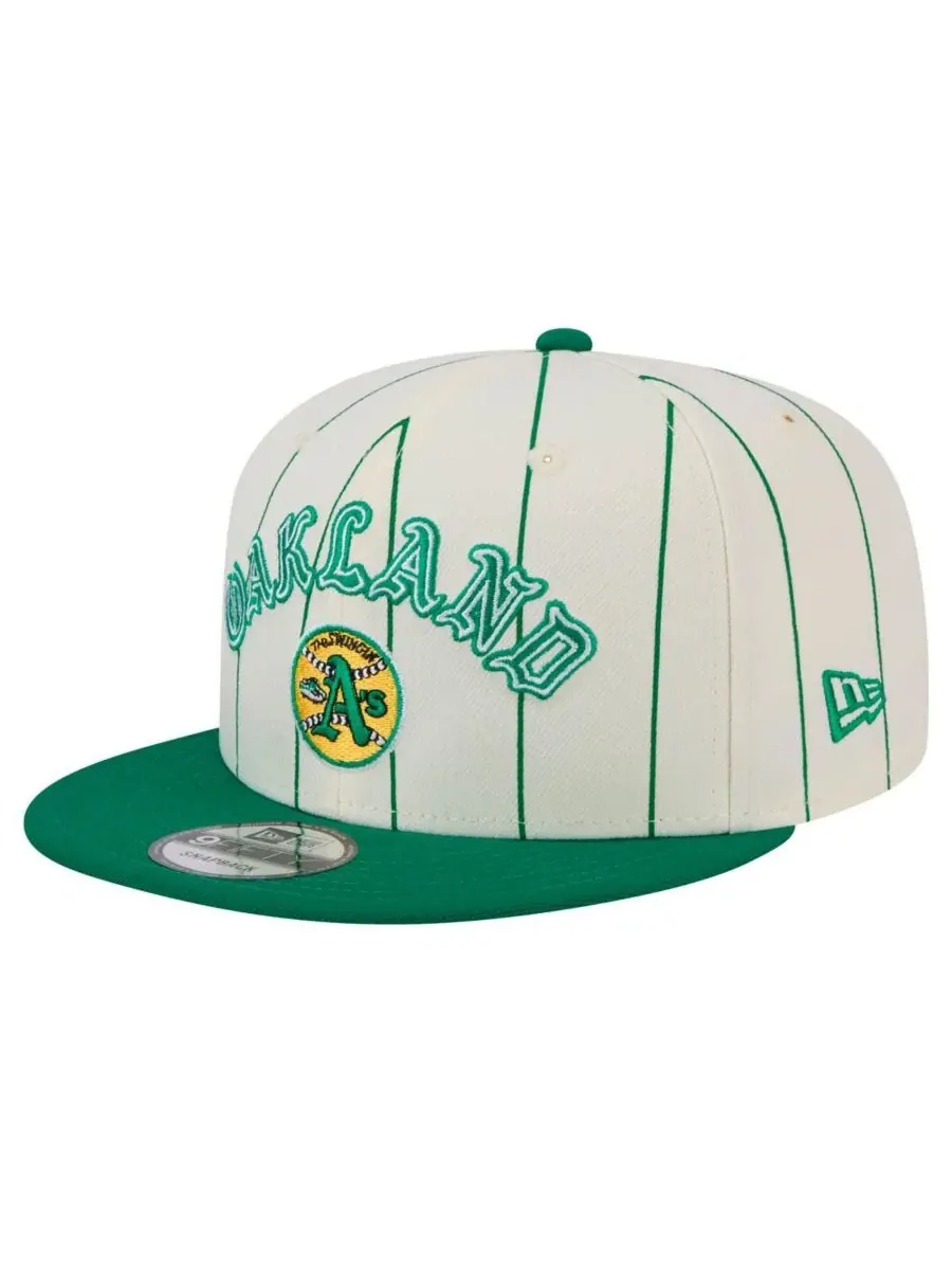 New Era Мужская белая бейсболка Oakland Athletics в полоску 9FIFTY с застежкой-регулятором — изображение 1 из 5, белый