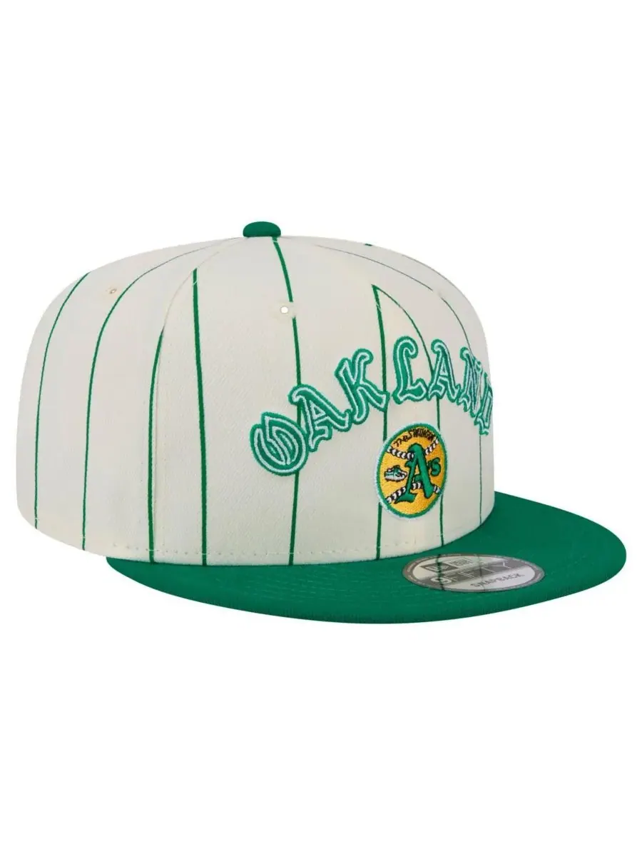 New Era Мужская белая бейсболка Oakland Athletics в полоску 9FIFTY с застежкой-регулятором — изображение 4 из 5, белый