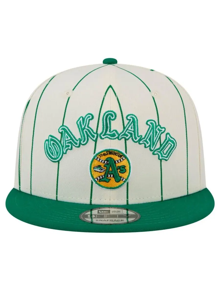 New Era Мужская белая бейсболка Oakland Athletics в полоску 9FIFTY с застежкой-регулятором — изображение 5 из 5, белый
