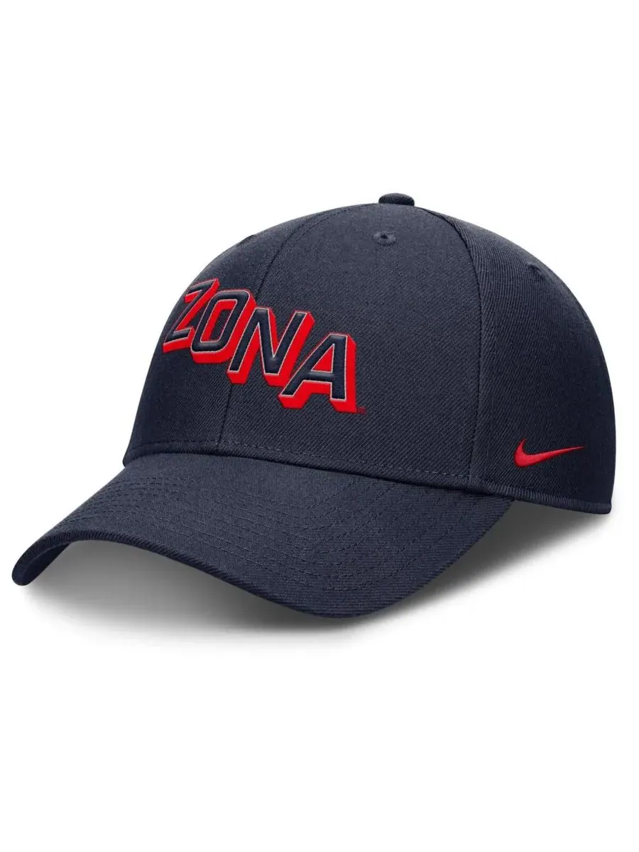 Nike Мужская темно-синяя кепка Arizona Wildcats Slanted Primetime Rise Performance Adjustable Hat — изображение 1 из 4