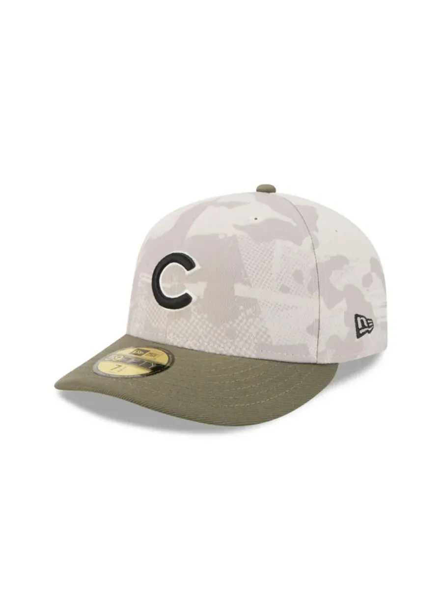 New Era Мужская бейсболка 59FIFTY светло-бежевого/оливкового цвета с символикой Chicago Cubs — изображение 1 из 7
