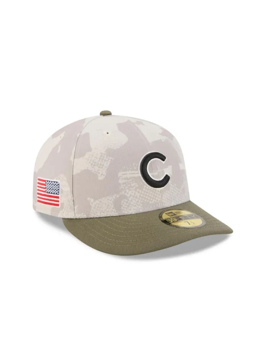 New Era Мужская бейсболка 59FIFTY светло-бежевого/оливкового цвета с символикой Chicago Cubs — изображение 2 из 7
