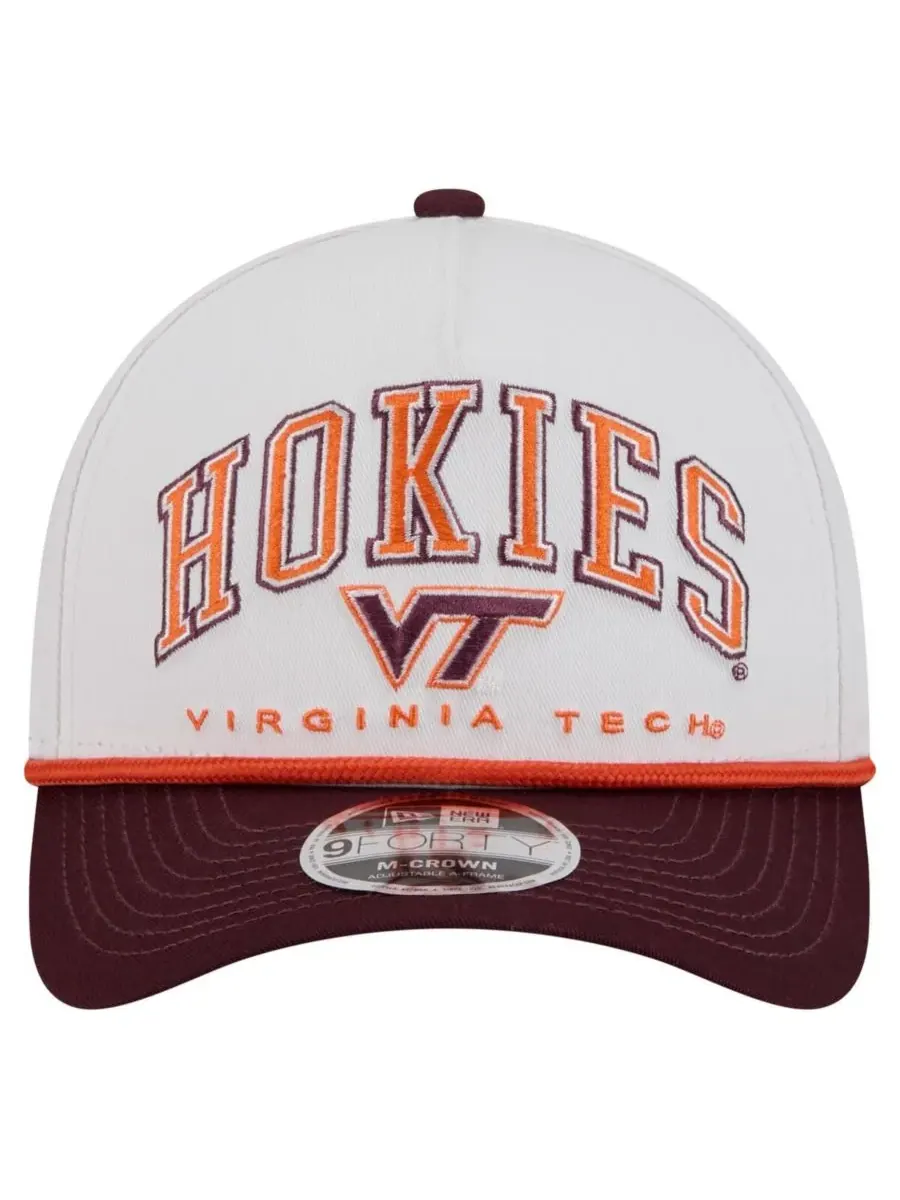 New Era Мужская бело-бордовая кепка Virginia Tech Hokies Arch Two-Tone Rope 9FORTY A-Frame M-Crown — изображение 2 из 5