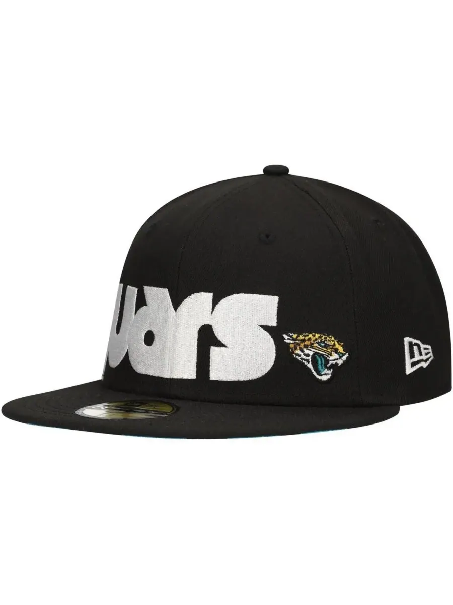 New Era Мужская черная кепка Jacksonville Jaguars с клетчатым козырьком, модель 59FIFTY — изображение 1 из 4, черный