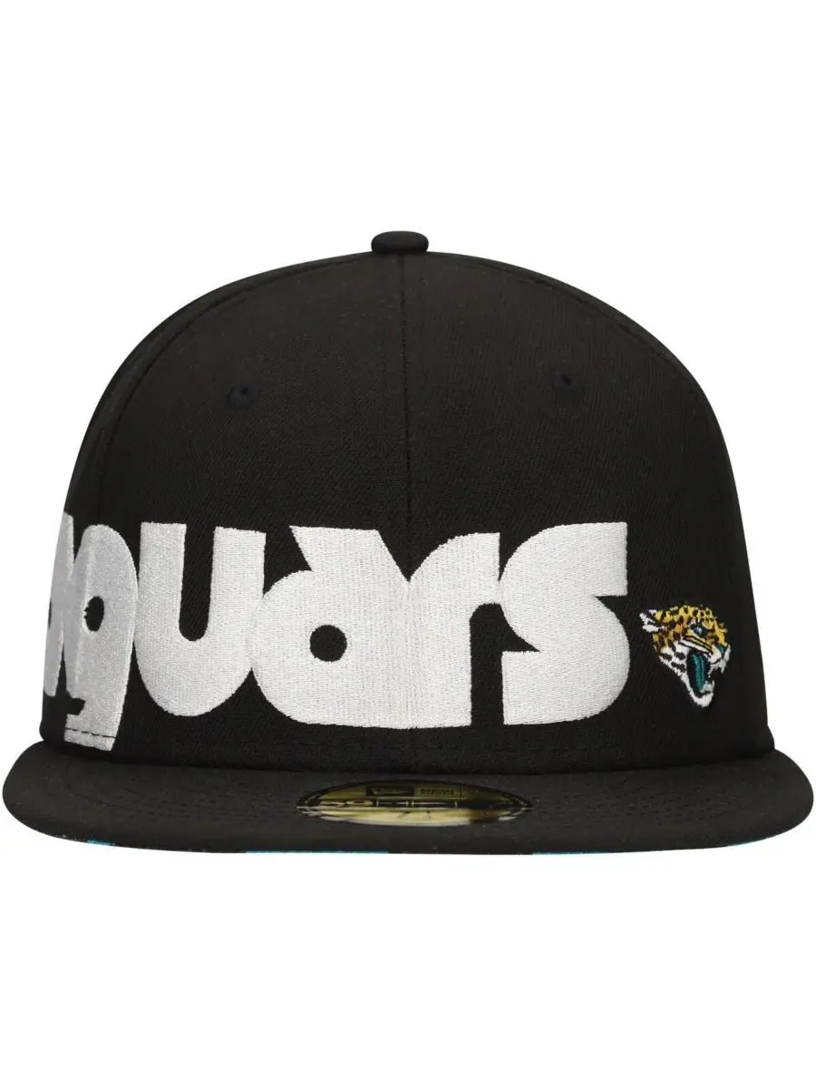 New Era Мужская черная кепка Jacksonville Jaguars с клетчатым козырьком, модель 59FIFTY — изображение 2 из 4, черный