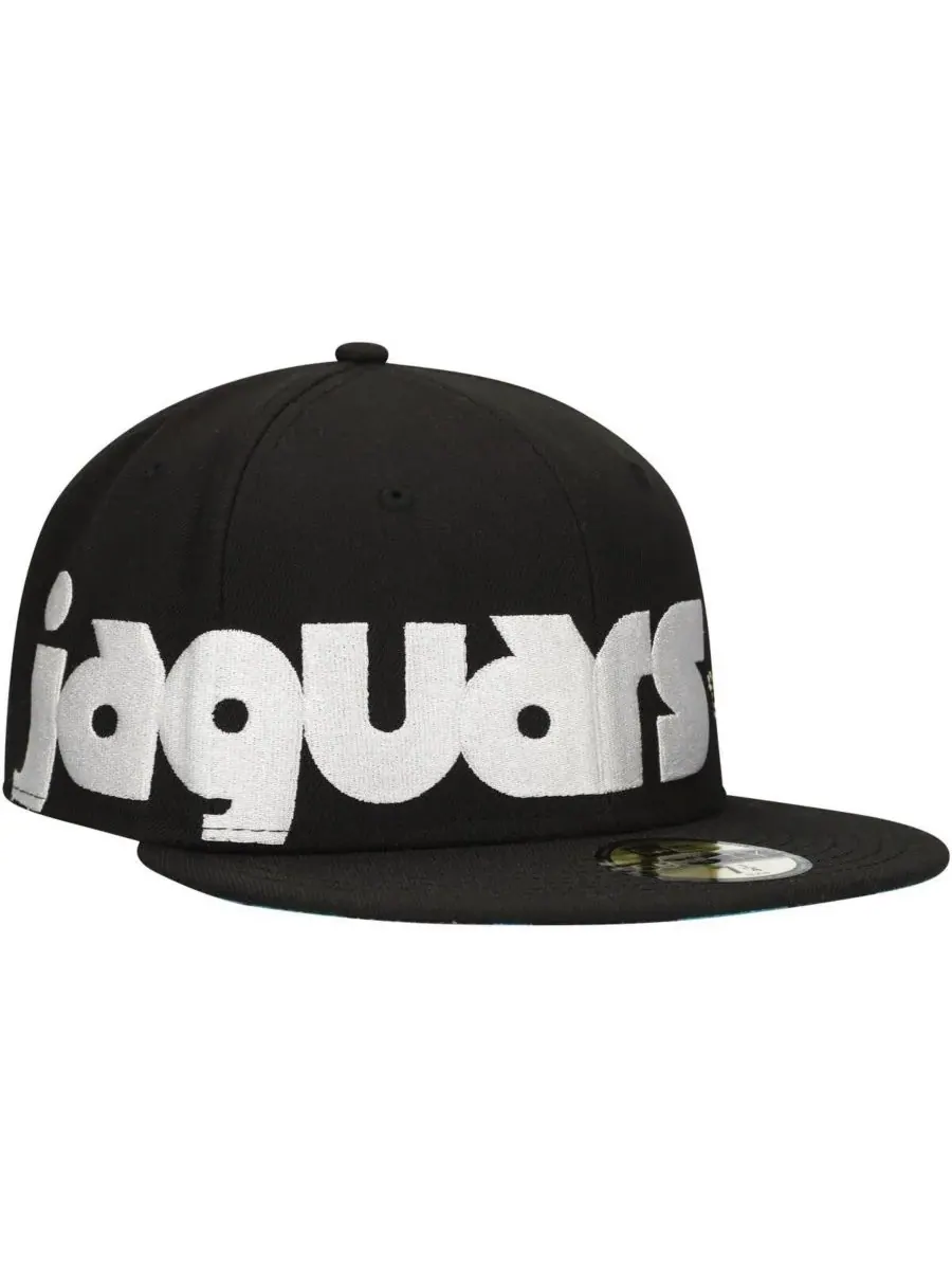 New Era Мужская черная кепка Jacksonville Jaguars с клетчатым козырьком, модель 59FIFTY — изображение 4 из 4, черный