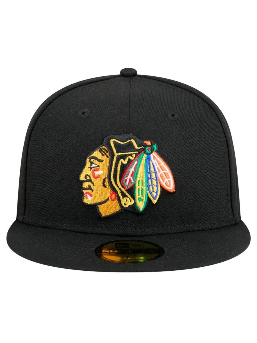New Era Мужская черная бейсболка Chicago Blackhawks Core 59FIFTY — изображение 2 из 5, черный